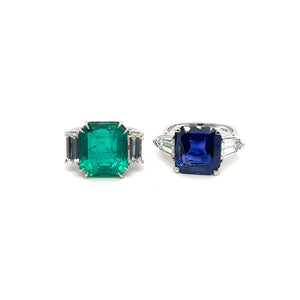 9.78 carat Ceylon No Heat Sapphire and Diamond Platinum Ring