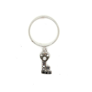 18kt White Gold Key To My Heart Dangle Charm Ring