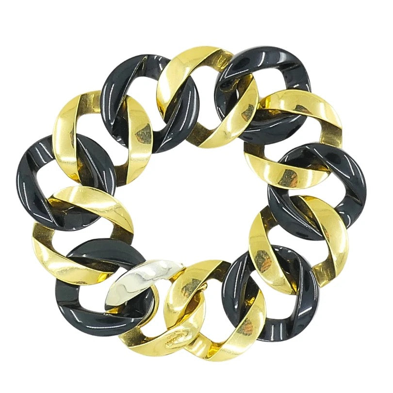 Verdura 18k Yellow Gold Black Jade Curb Link Bracelet Uber Rare