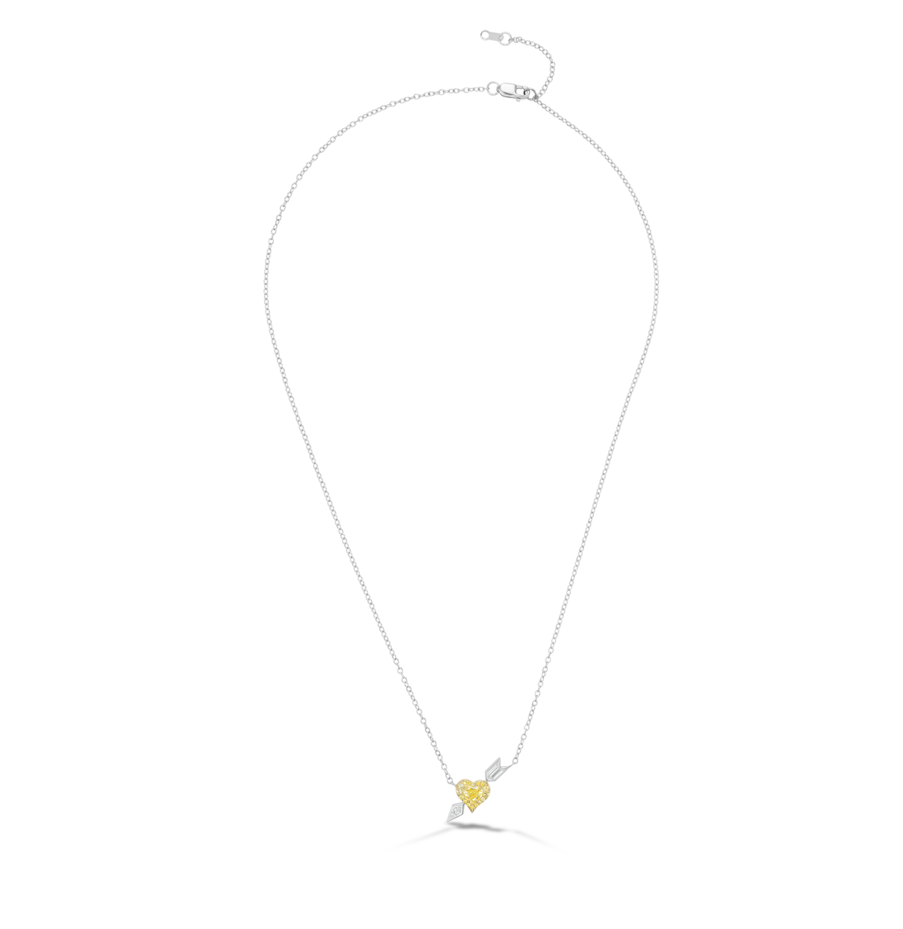 Yellow Heart and Arrow Pendant Necklace