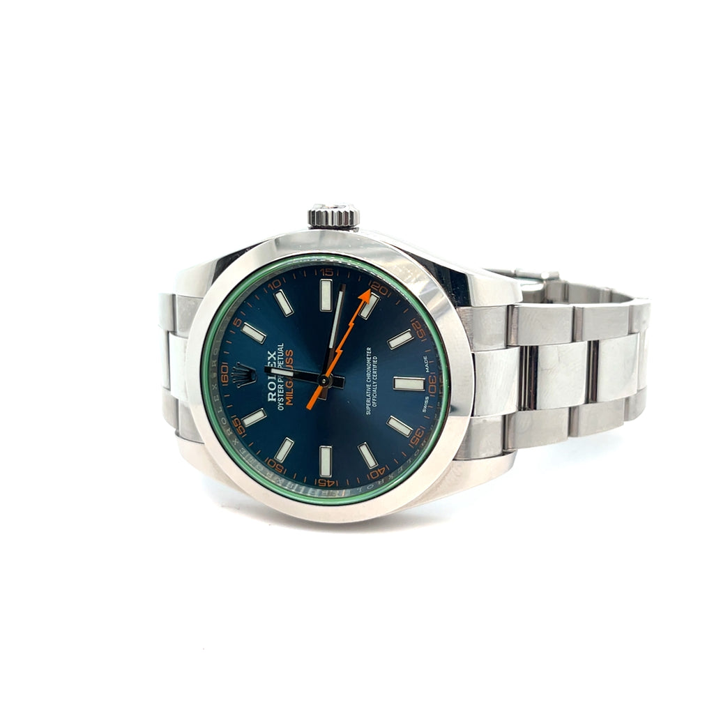 2017 Rolex Milgauss 116400GV Stainless Steel Blue Dial – Glenn