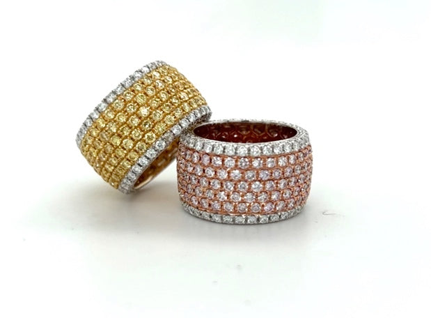 Pavé Fancy Pink and White Diamond Wide Eternity Band