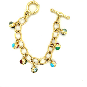 18kt Green Gold Cabochon Charm Bracelet 2