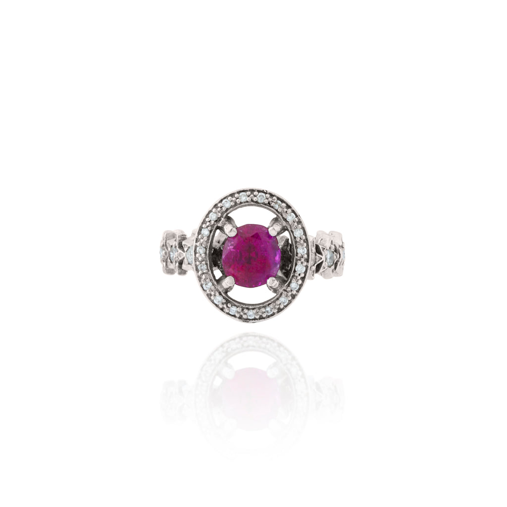 Natural Pink Sapphire + Diamond Ring Glenn Bradford Fine Jewelry