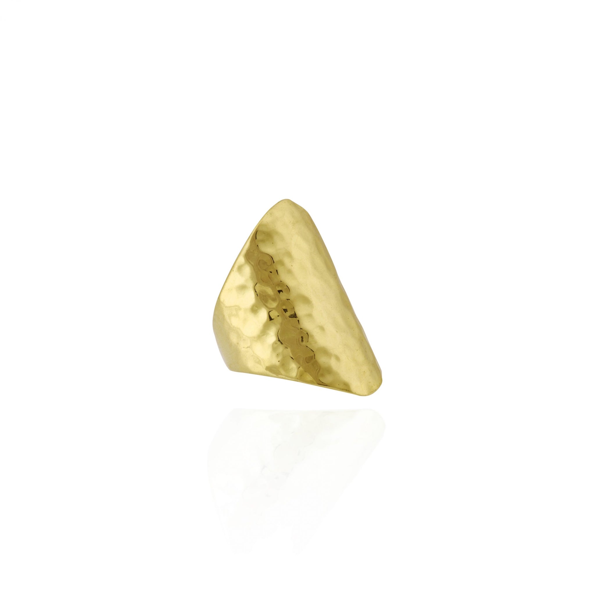 18kt Gold Hand-hammered Flat Long Ring