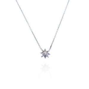 18kt white gold small Diamond Sunburst Necklace