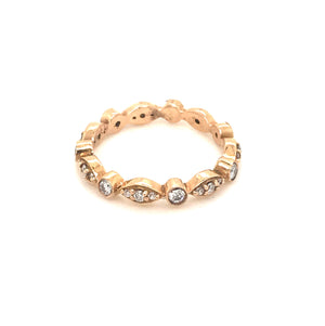 18kt rose gold Pave' Alternating Round and Marquis Thin Eternity Band