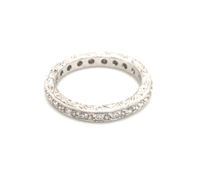 18kt White Gold Pavé Linear Thin Eternity Band