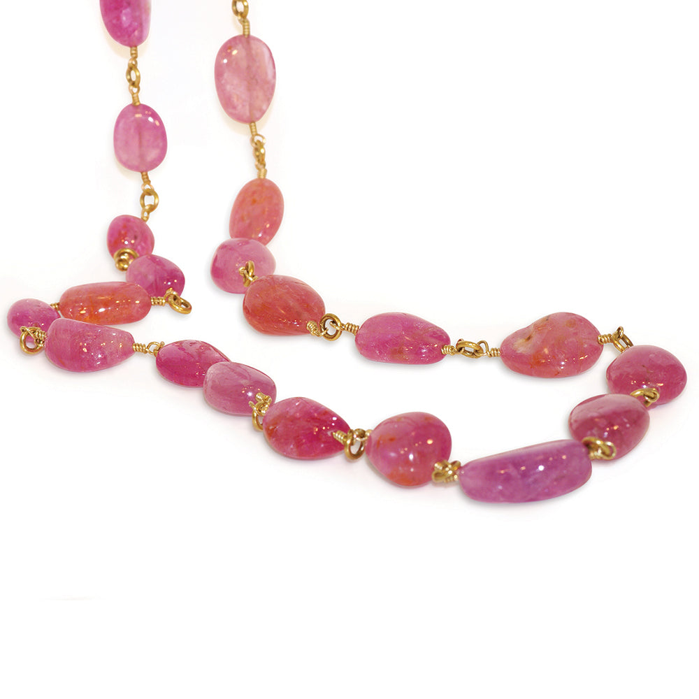 One-of-a-kind Pink Sapphire Pebble Necklace
