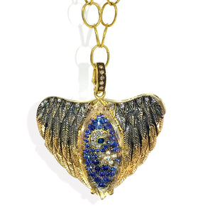 18kt Green Gold Pave' Angel Wings Locket