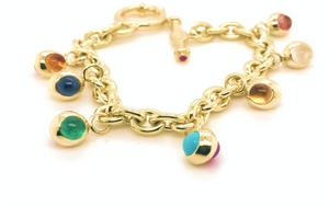 18kt Green Gold Cabochon Charm Bracelet 1