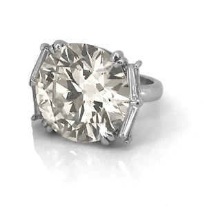 Estate Platinum ~15.73 Transitional-cut Diamond Ring