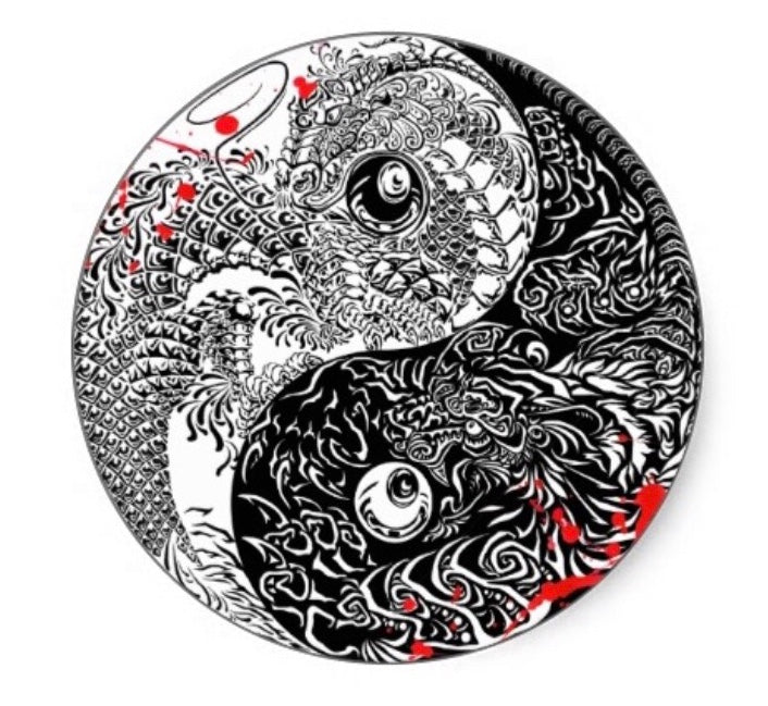 Large Dragon Yin Yang in Anti-Tarnish Sterling Silver