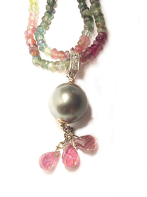 Tahitian Pearl Charm with Dangling Briolettes