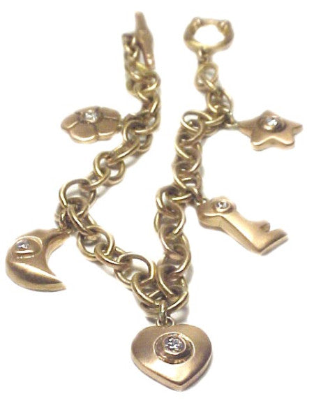 18kt Rose Gold Diamond Charm Bracelet