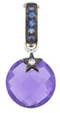 Amethyst Detachable Charm in 18kt Gold with Blue Sapphire + Diamond