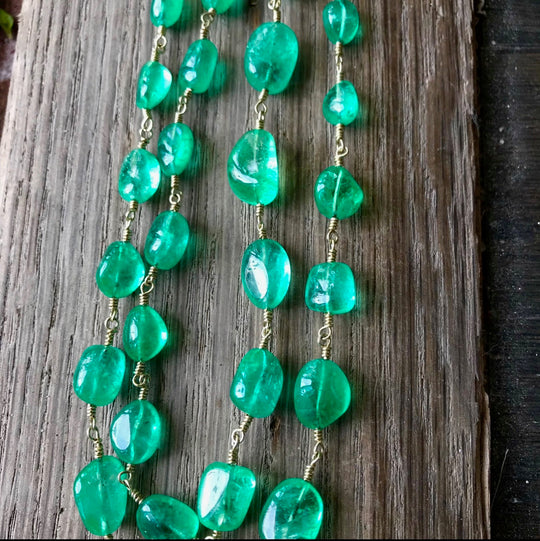One-of-a-Kind Colombian Emerald Pebble Necklace