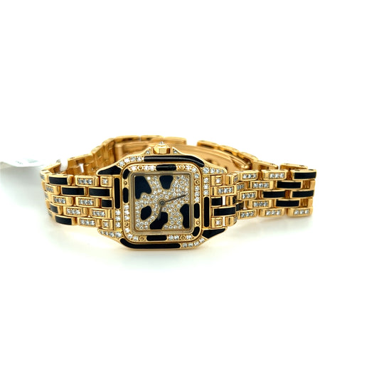 Cartier 18kt Gold mini Panthere Diamonds + Black Enamel