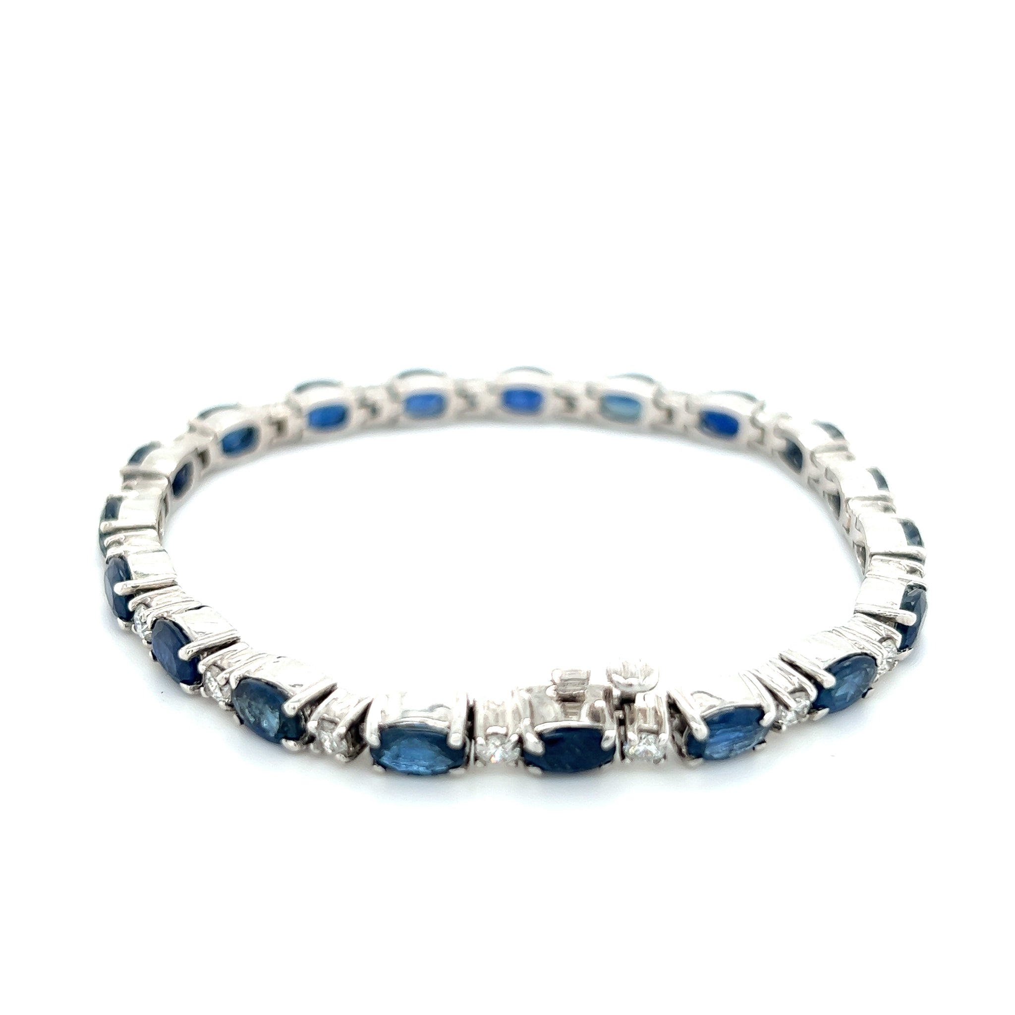 Diamond and Blue Sapphire Tennis Bracelet