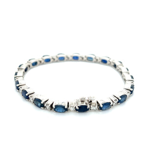 Diamond and Blue Sapphire Tennis Bracelet