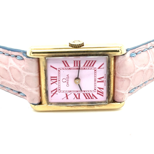 14kt Gold mini Omega Tank Watch