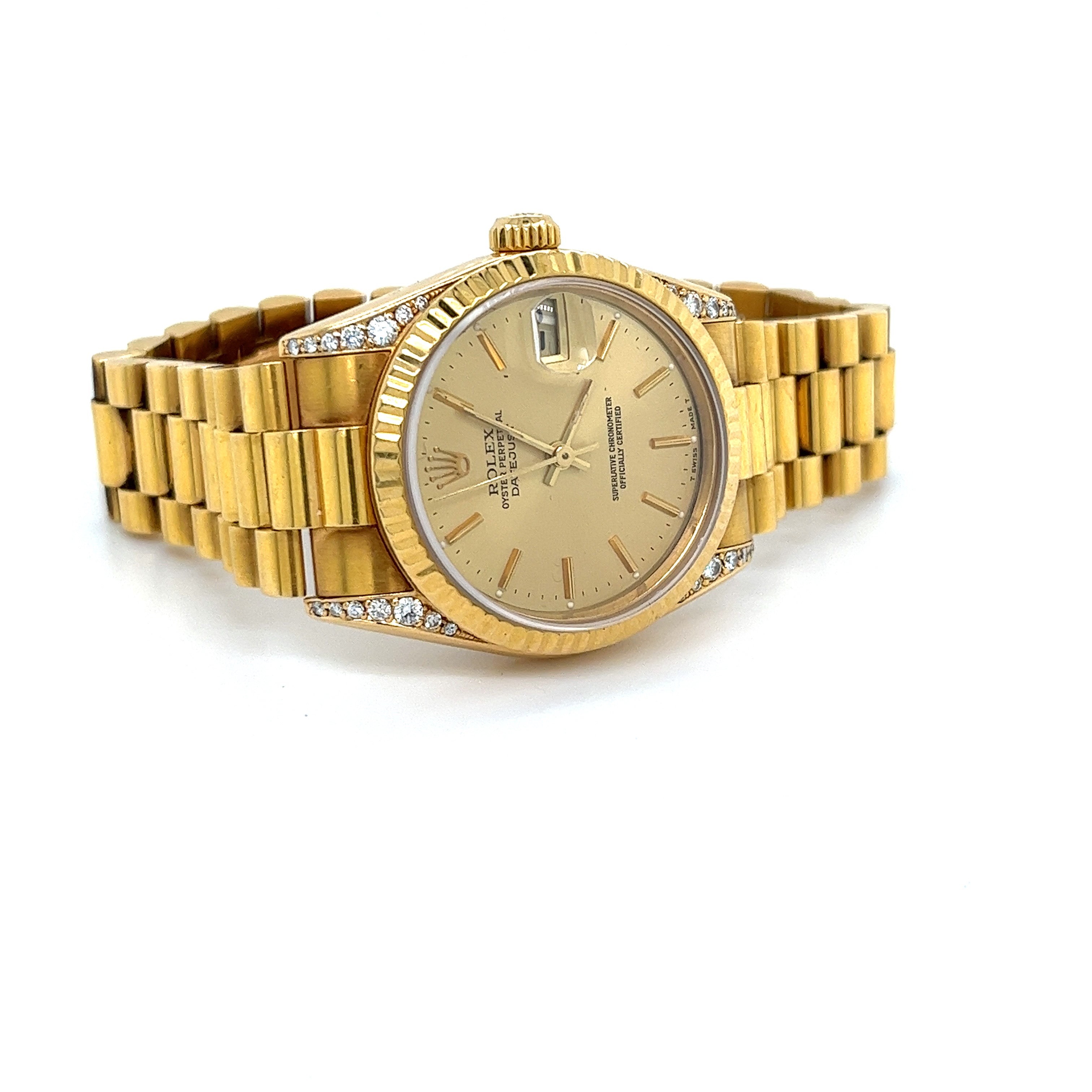 ROLEX DATEJUST レディースゴールドダイヤル 1987 Rolex Datejust 31mm 68278 Yellow Gold Champagne Dial Diamond