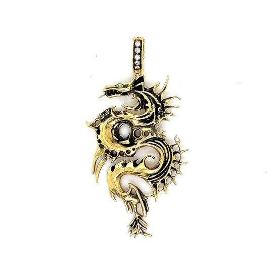 Large Dragon Charm 18kt Green Gold Diamonds