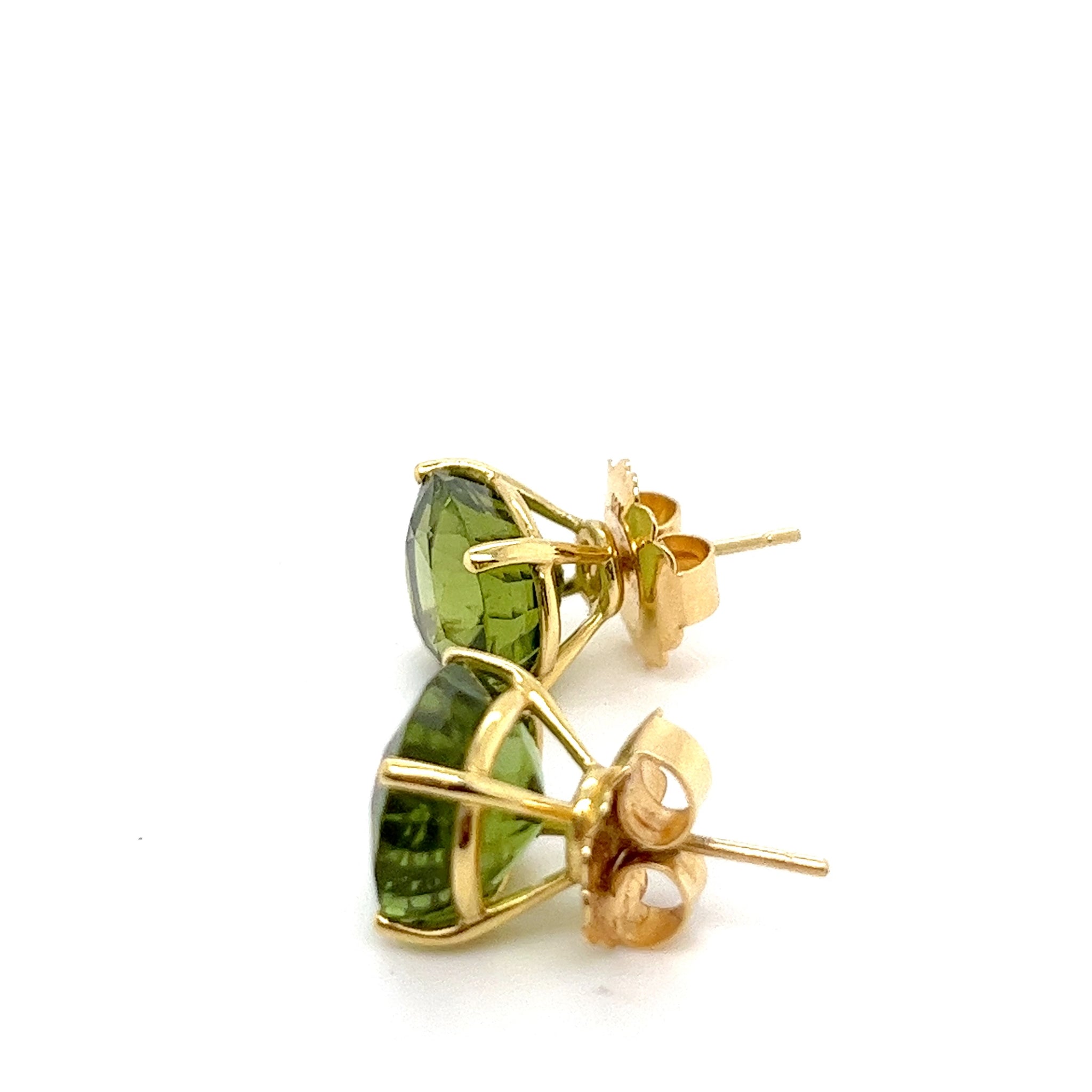 18kt Green Gold Studs with Quality Peridot