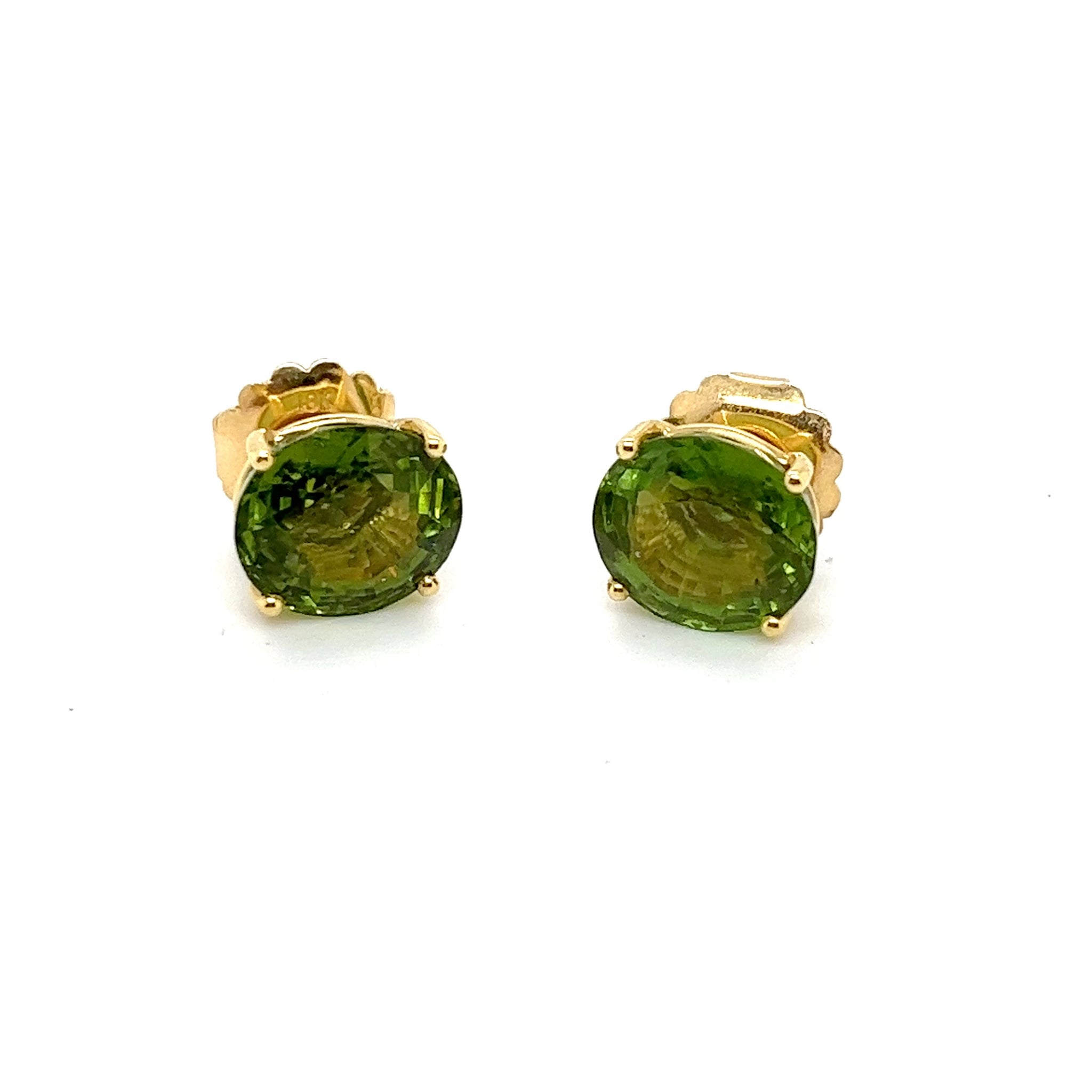 18kt Green Gold Studs with Quality Peridot