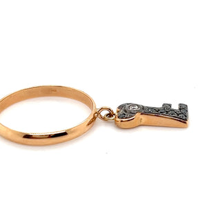 18kt Rose Gold Key To My Heart Dangle Charm Ring