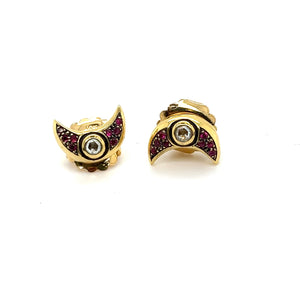 18kt Gold Moon Stud with Rubies