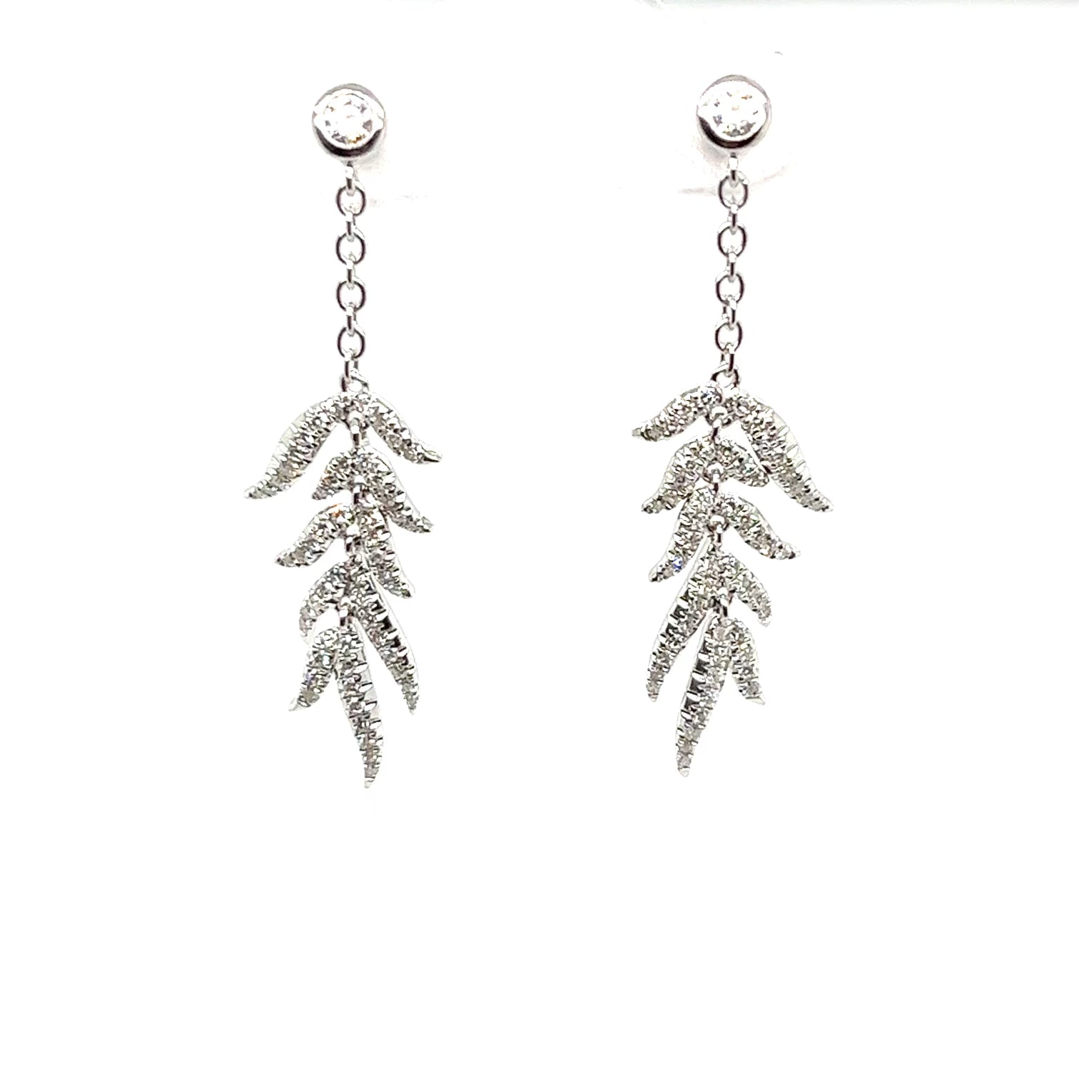 14kt White Gold Vine Drop Earring