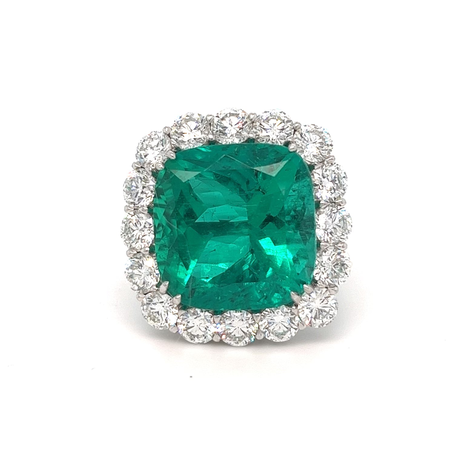 19.40 carat Colombian Minor Emerald and Diamond Ring