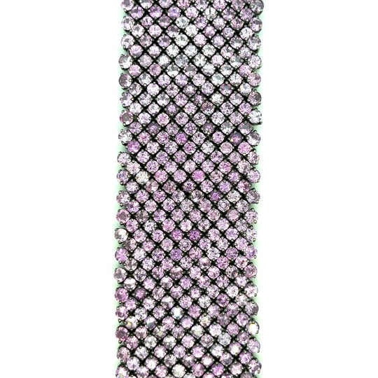 Wide Pink Sapphire and Sterling Bracelet