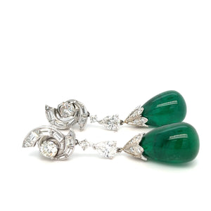 Platinum Colombian Emerald Drop Earrings
