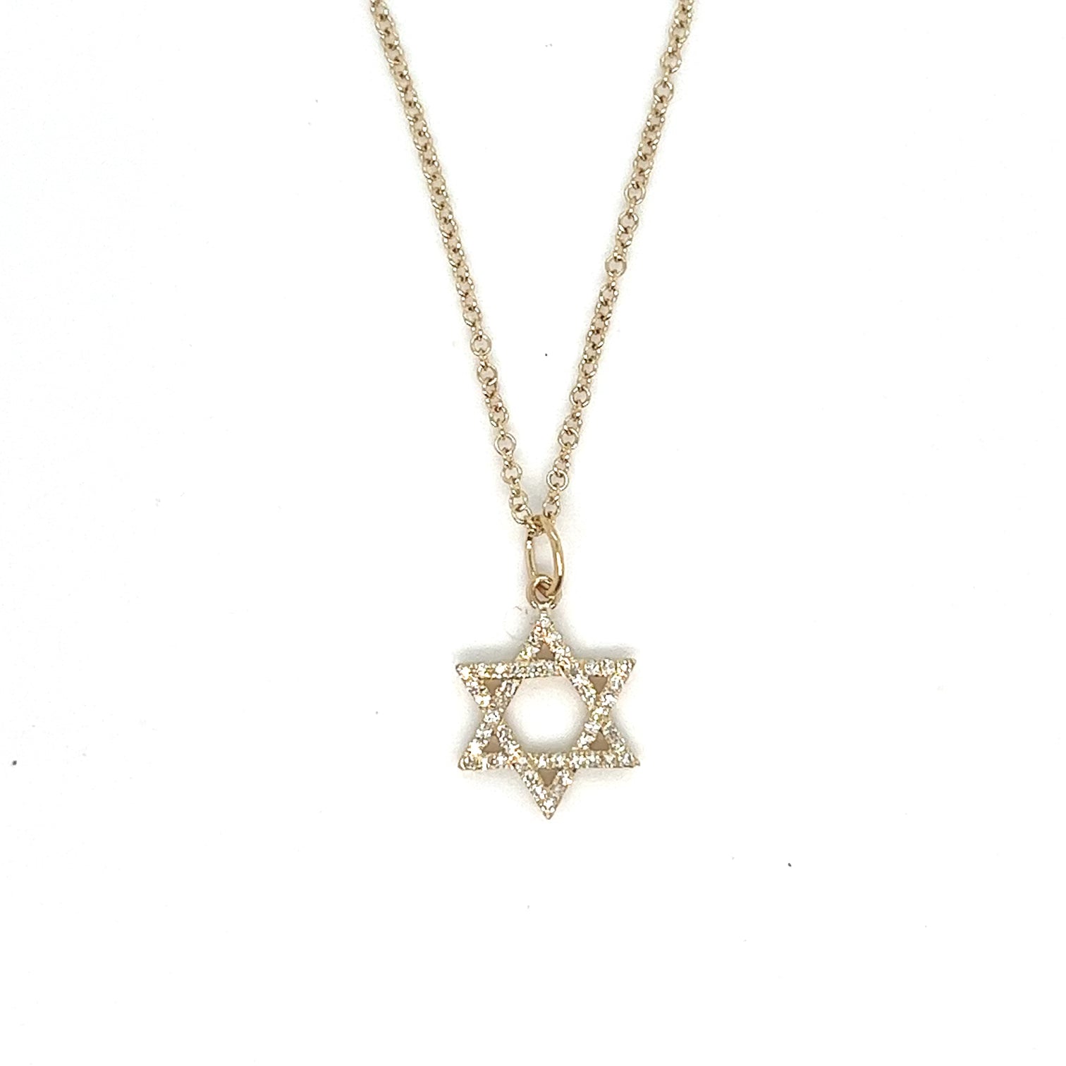 14kt Yellow Gold Pavé Jewish Star Charm with Diamonds