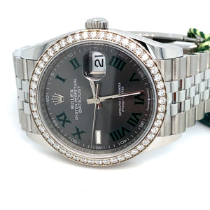 New 2024 Rolex Datejust 36mm Wimbledon Factory Diamond Bezel