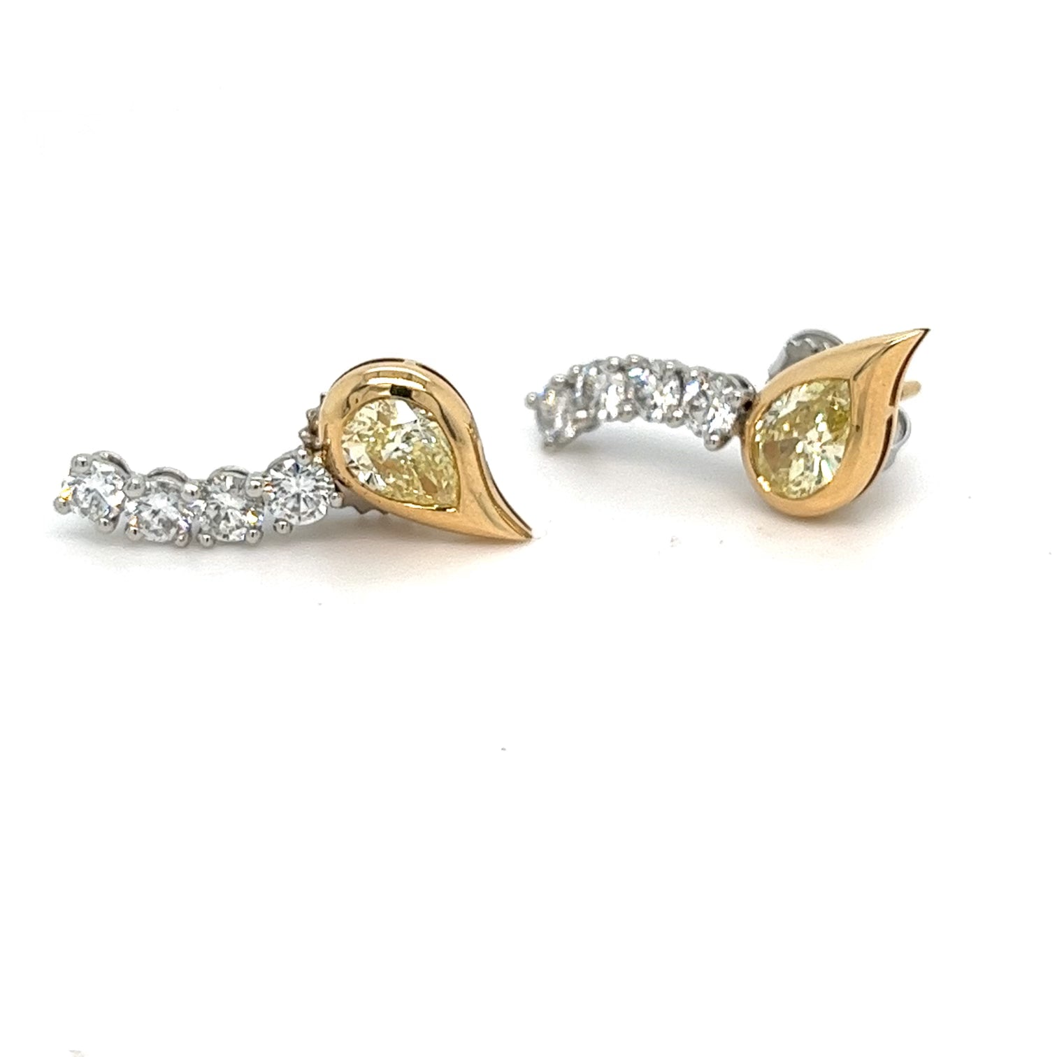 Platinum and 18kt Yellow Gold Ear Climber Earrings