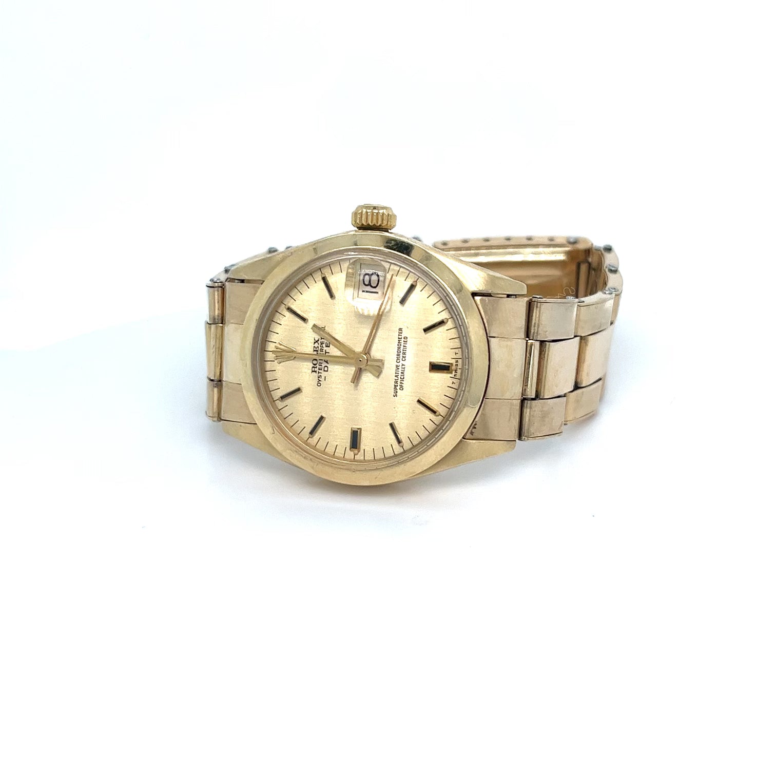 1973 14kt Gold Rolex 31mm Date Ref 6824 Pink Dial