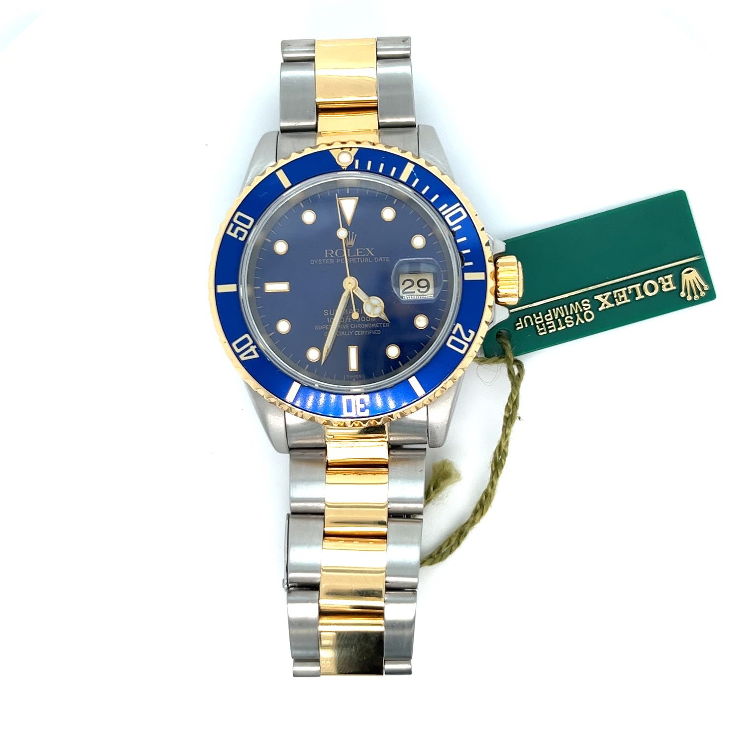 1997 Rolex Two-Tone Submariner Ref 16613 Complete Open Certificate