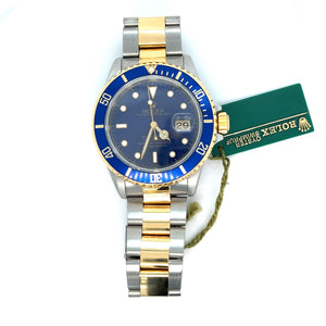 1997 Rolex Two-Tone Submariner Ref 16613 Complete Open Certificate