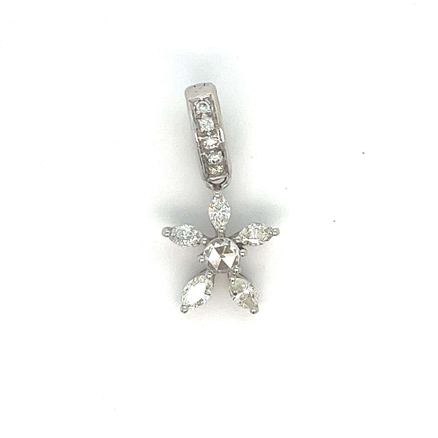 18kt White Gold Abstract Flower Charm