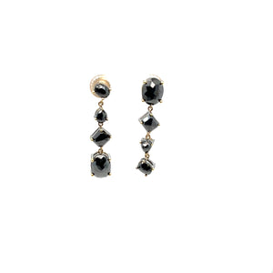 18kt Green Gold Mismatch Black Diamond Drop Earrings