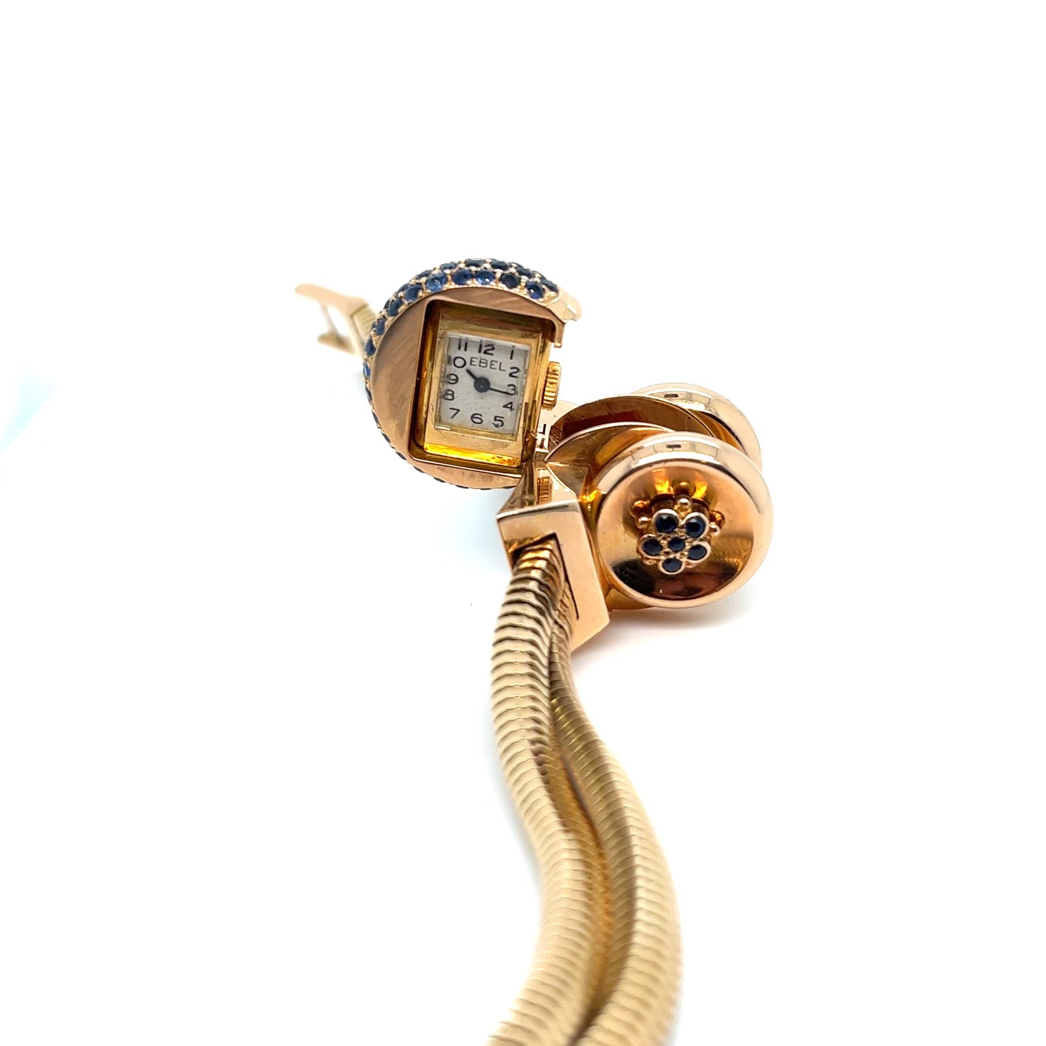 1950 18kt Gold Ebel Barrell Watch with Sapphires