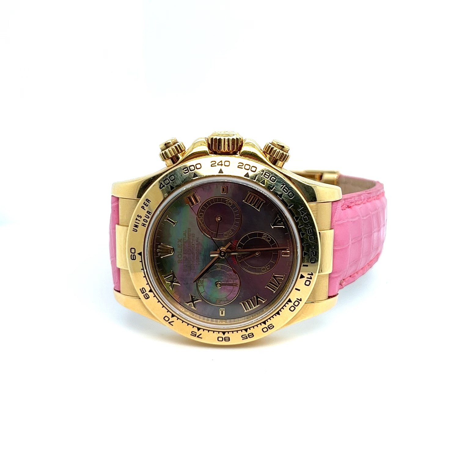 2001 Rolex Daytona ref 116518 with Pink or Blue Alligator Strap