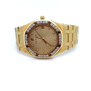 1980s 18kt Yellow Gold AP Royal Oak 36mm Factory Diamonds