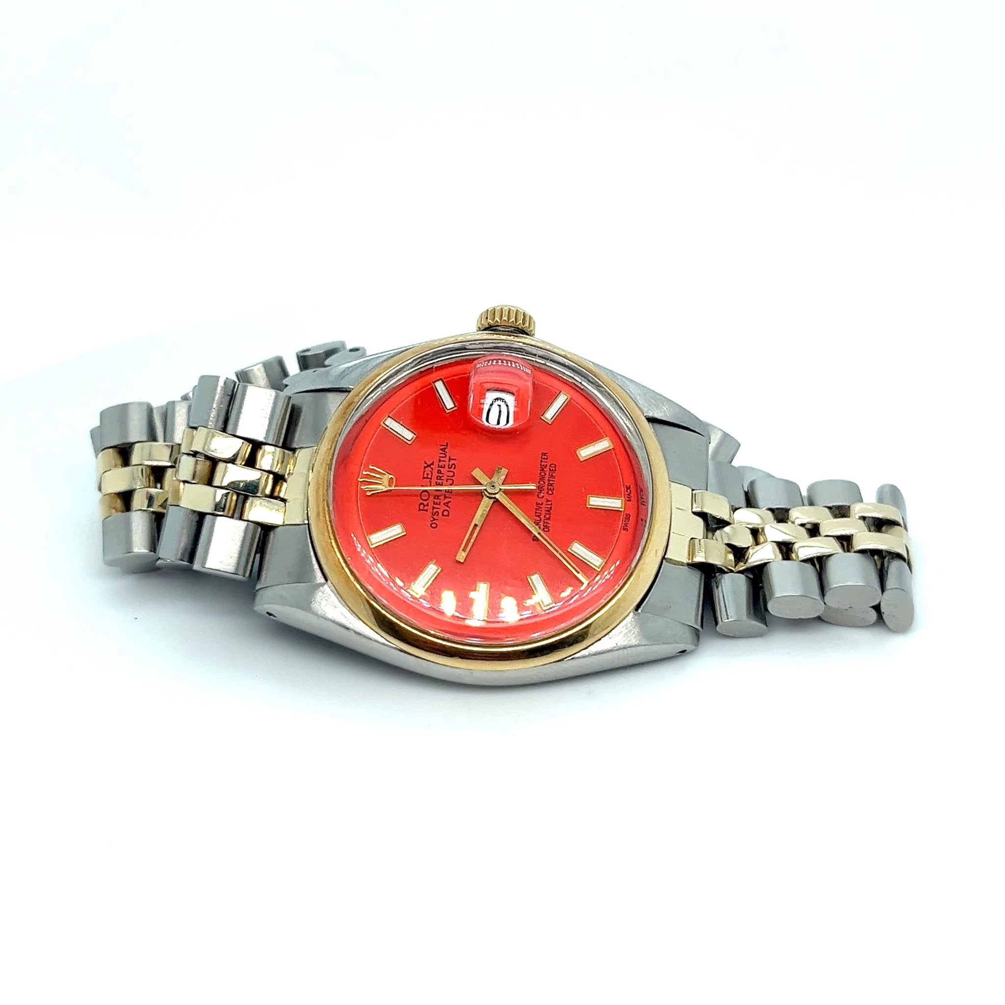 1970 Rolex Datejust 36 Red Dial Buckley Birth Dial Glenn Bradford Fine Jewelry