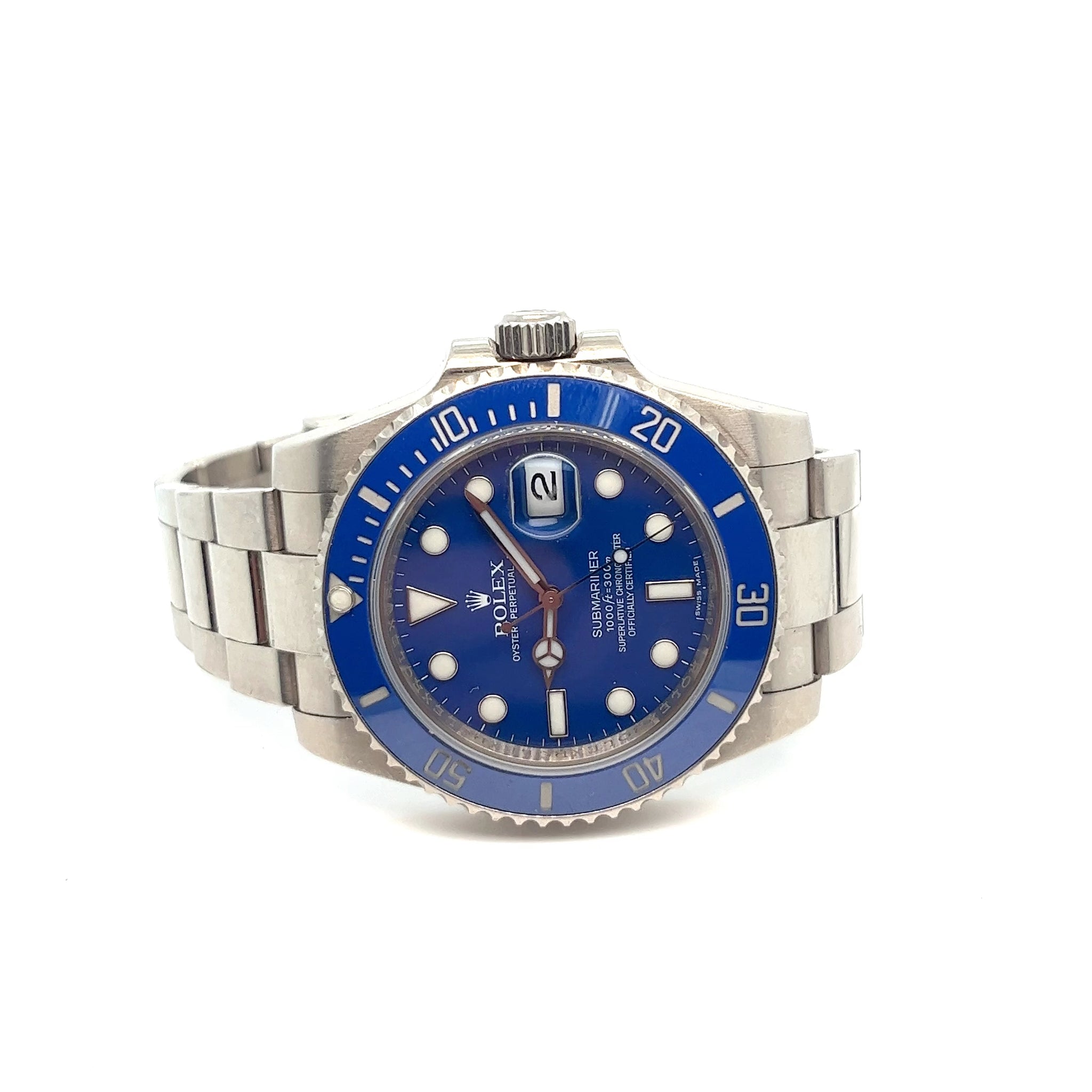 18kt White Gold Rolex "Smurf" Submariner Ref 116619LB