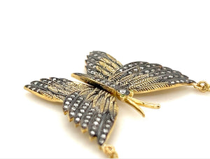 18kt Green Gold Diamond Butterfly Necklace