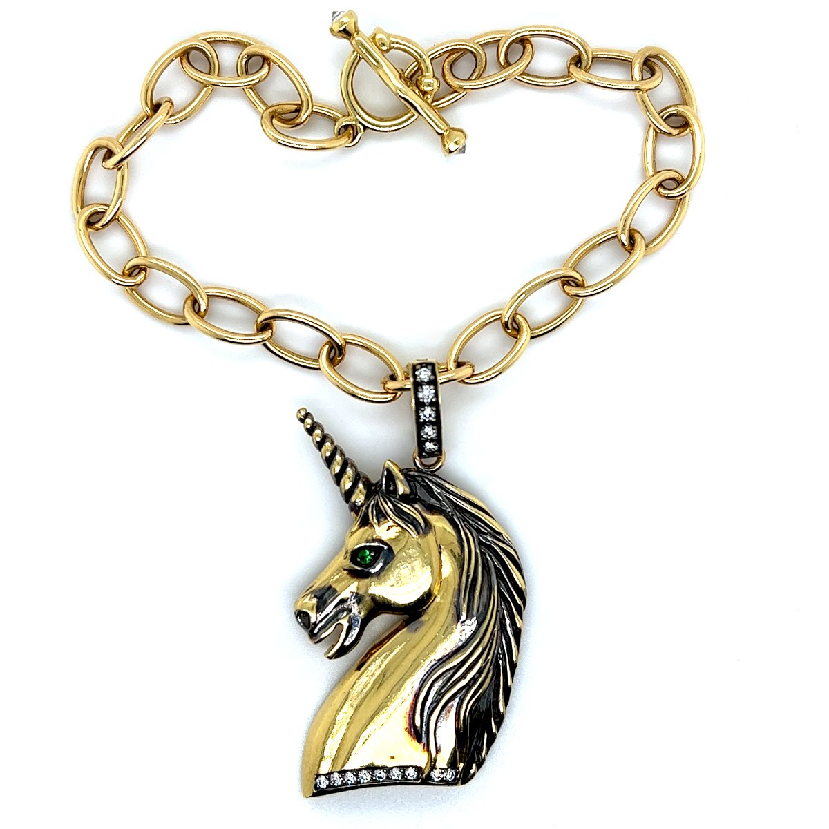 18kt Green Gold Unicorn Head Charm